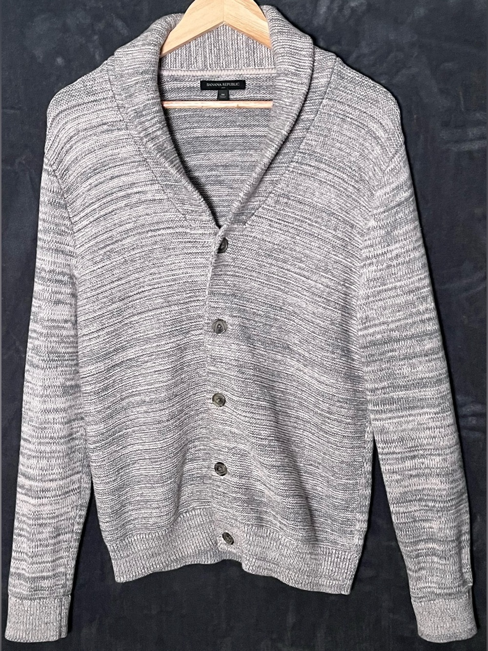 Banana Republic Marled Light Gray Shawl Collar Cardigan Men’s M